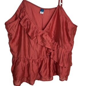 Old Navy Womens Coral Ruffle V Neck Spaghetti Strap Cami Top XL NWT